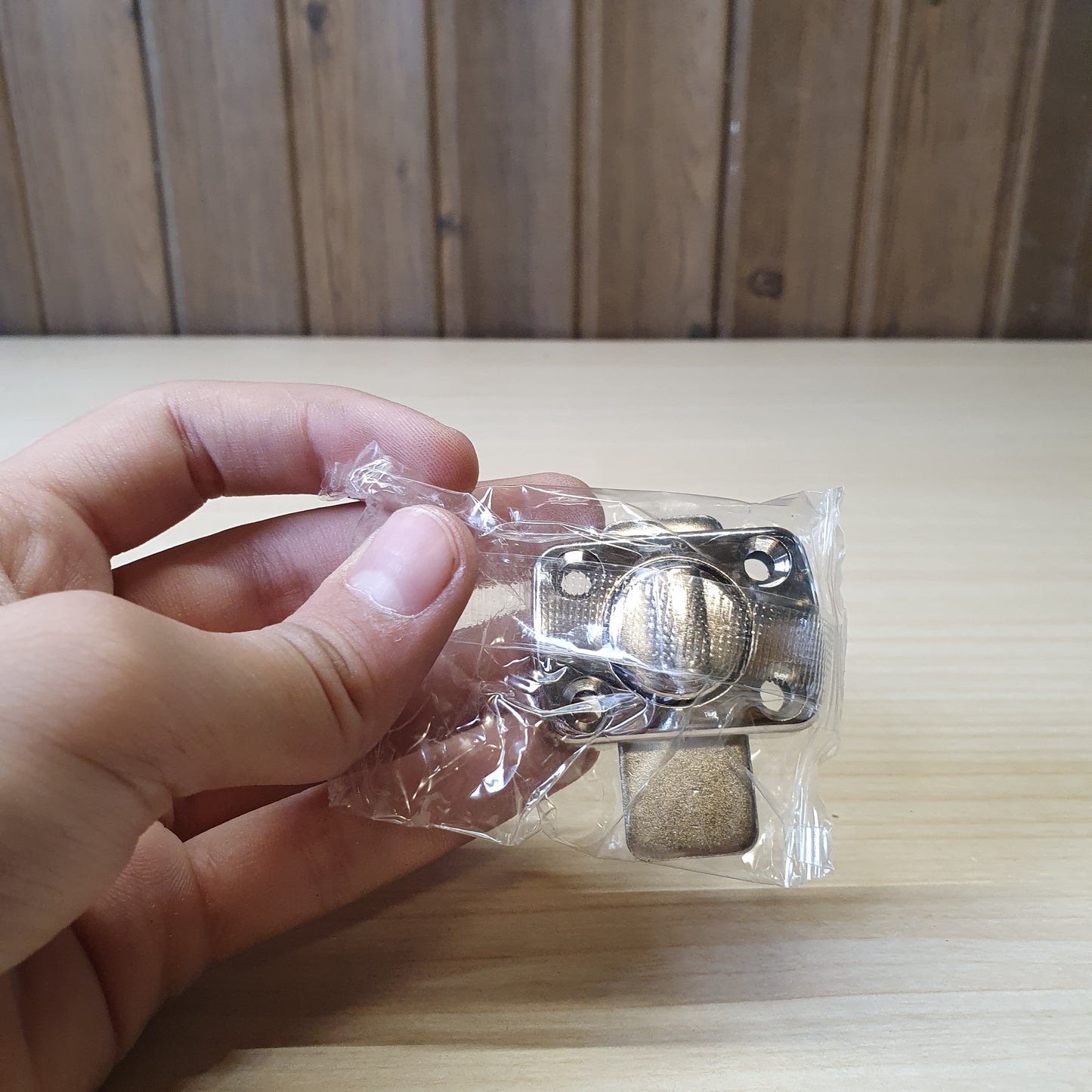 Rotating bolt latch, frequently used for securing small doors, cabinets, or chests. #6372