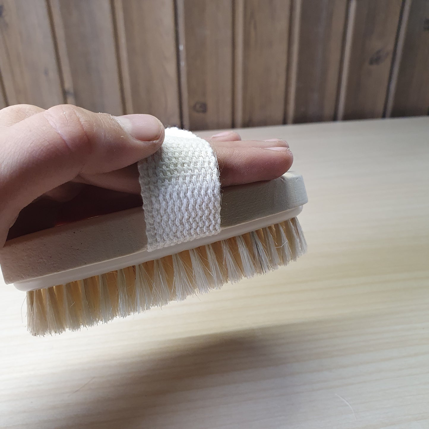 Natural bristle dry body brush #6164