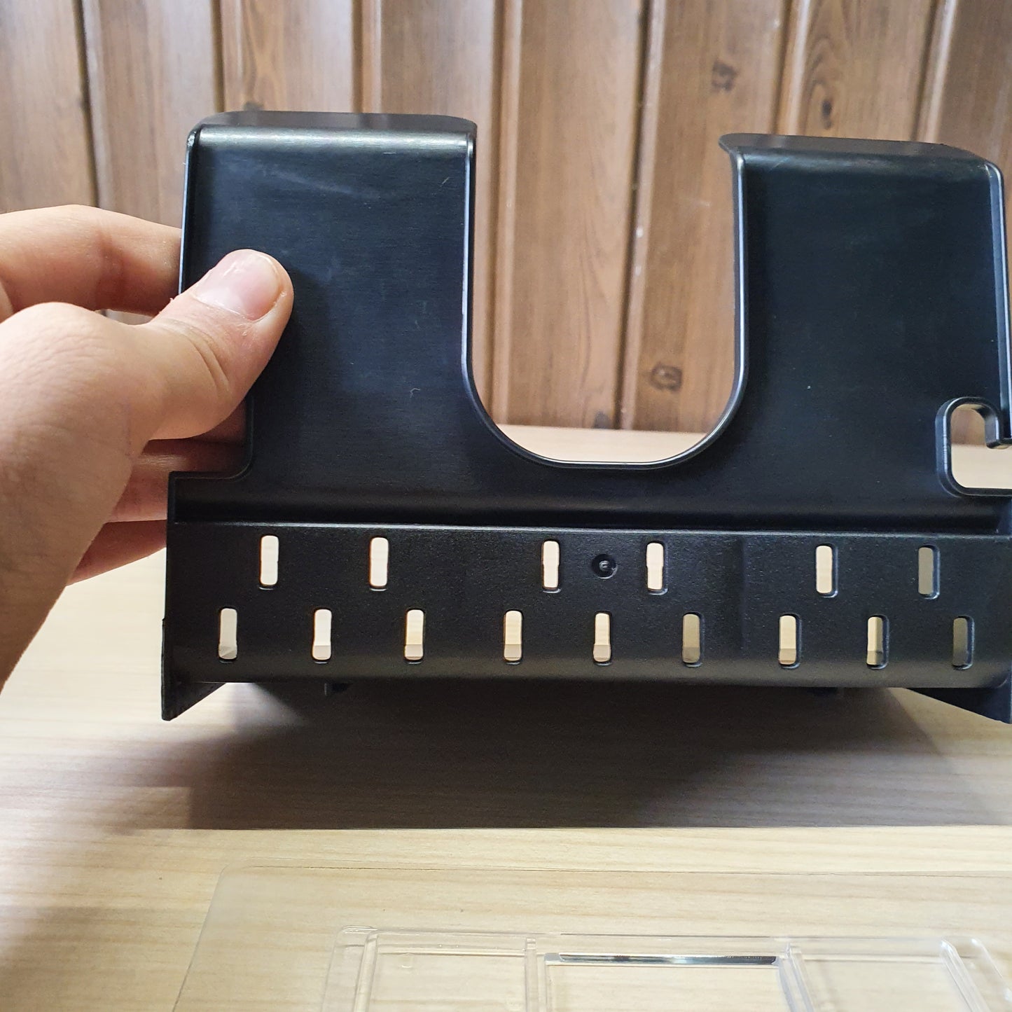 Black wall-mounted hair dryer holder #6719