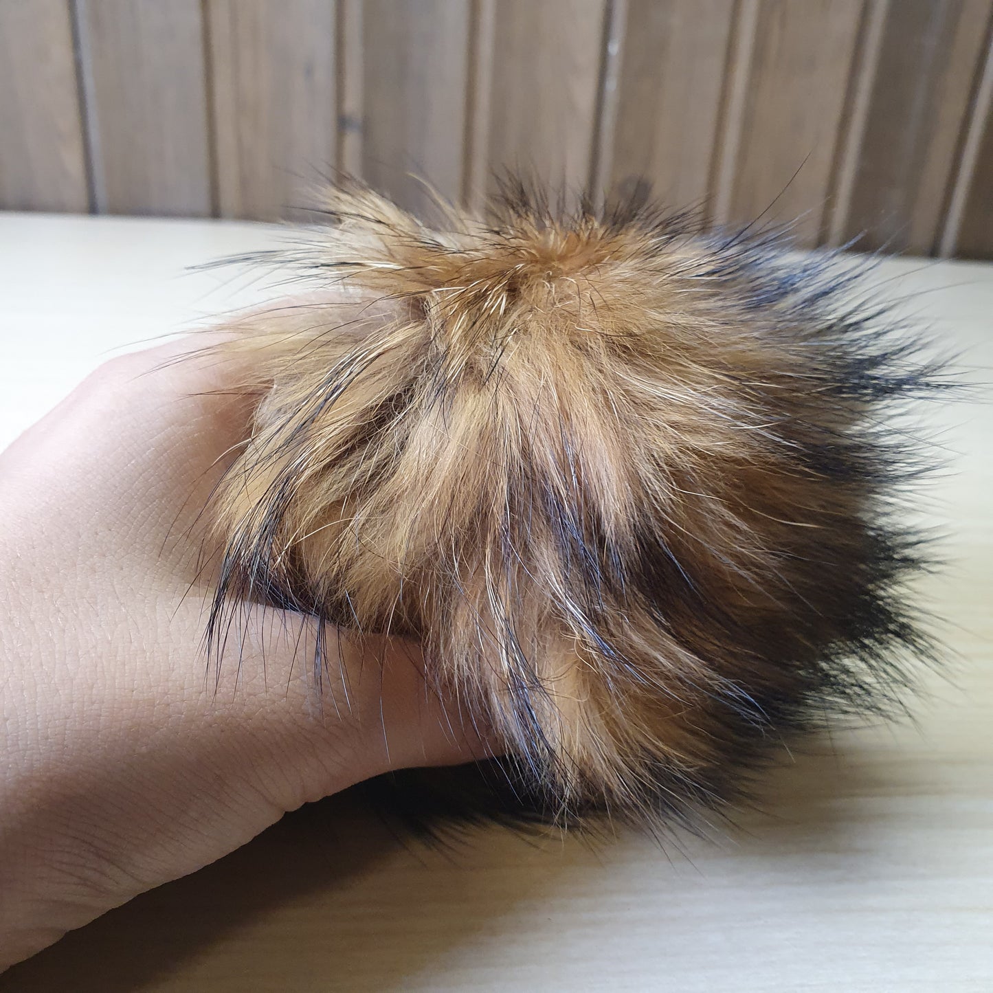 black faux fur pom pom #6613