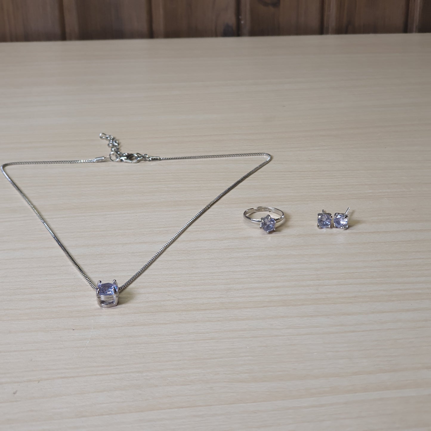 Silver Ring necklace and Earring set #8499