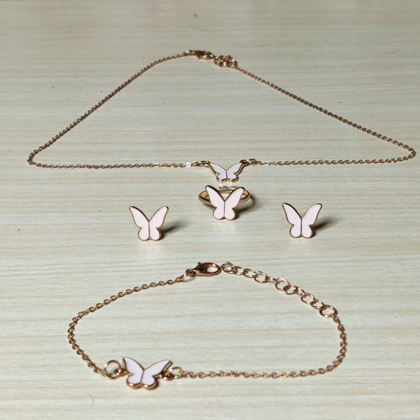 Butterfly Jewellery Set 1 Earings 1 Ring 1Bracelet 1 Chain #233