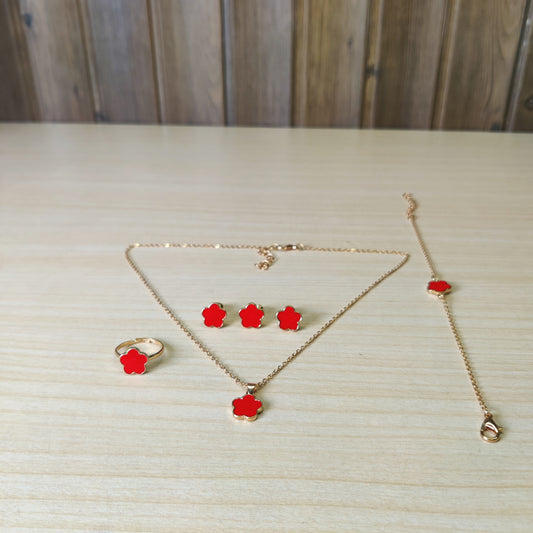 Necklace Earings Bracelet And Ring #1757