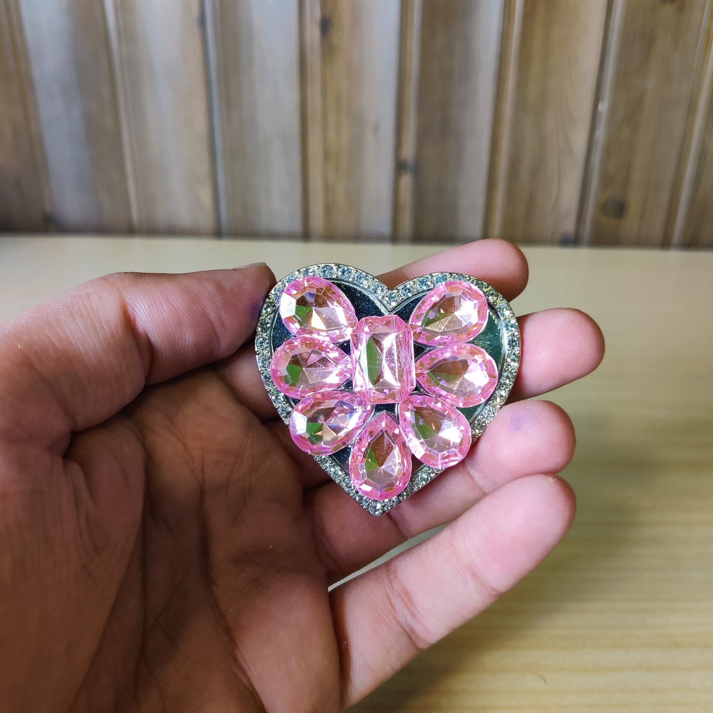 pink rhinestone heart-shaped mobile phone ring holder #2065