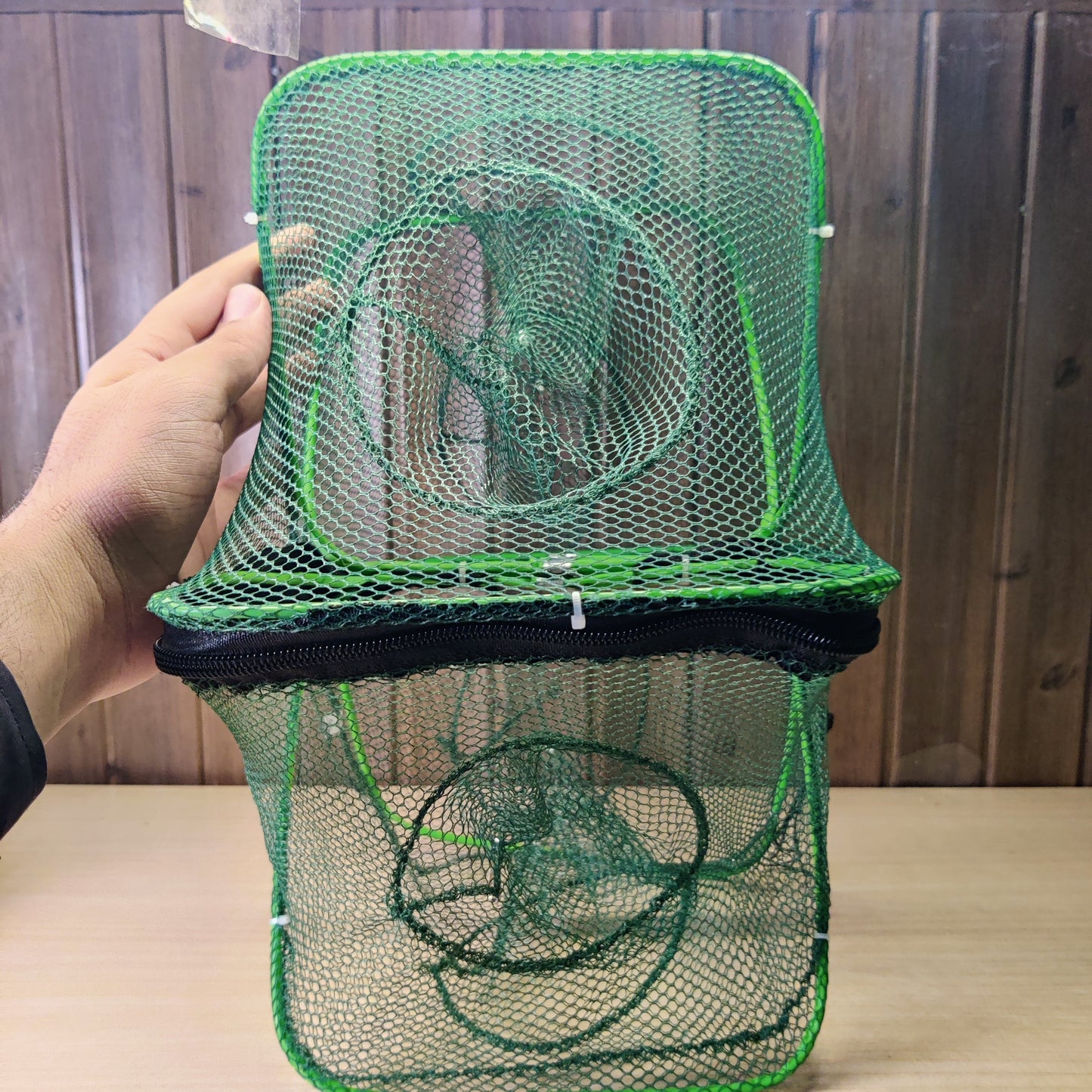 Foldable umbrella-style fishing net trap designed for catching fish, crabs, and shrimp.#2444