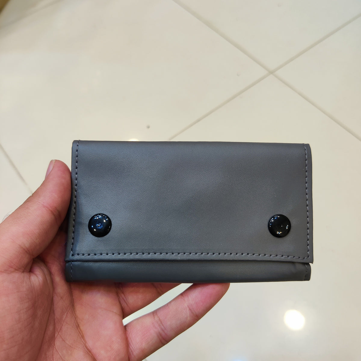 Gray faux leather tobacco pouch used for storing rolling tobacco and papers. #9228