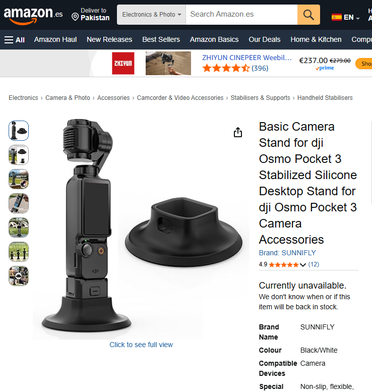 silicon desktop support base stabilizer for the DJI Osmo Pocket 3 camera.#1190