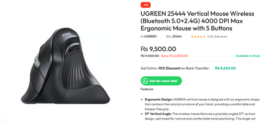 Ugreen Multi Mode Vertical Mouse #2354