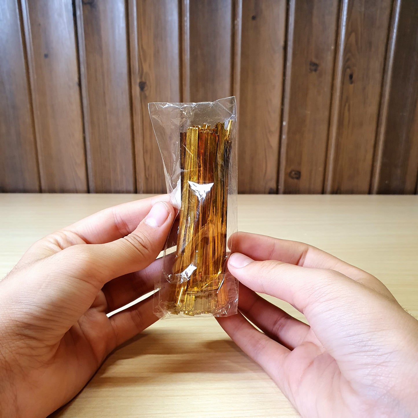 Gold twist tie is designed for sealing bags and packaging #3346