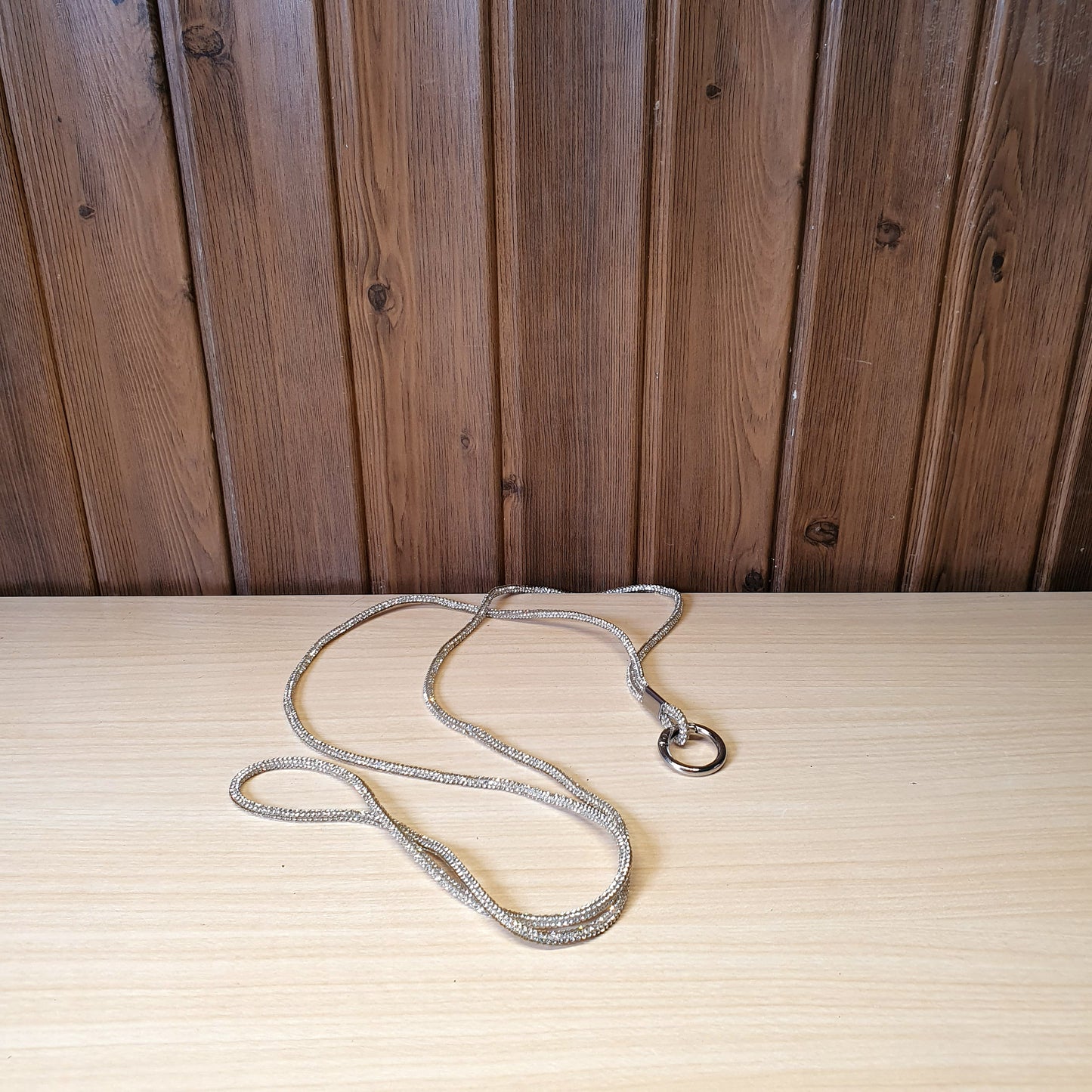 Silver Soleebee rhinestone lanyard features a sturdy metal clasp and keyring for securing IDs or keys #.4008