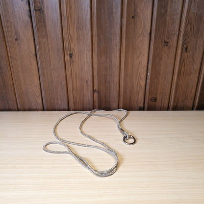 Silver Soleebee rhinestone lanyard features a sturdy metal clasp and keyring for securing IDs or keys #.4008