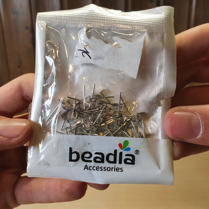 Beadia accessories platinum-plated flat head pins for jewelry making.#4320