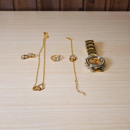 Golden watch With Jewellery #2815