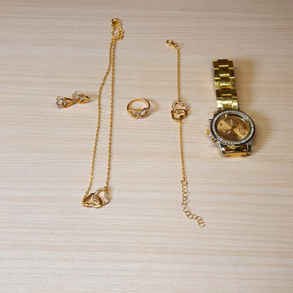 Golden watch With Jewellery #2815