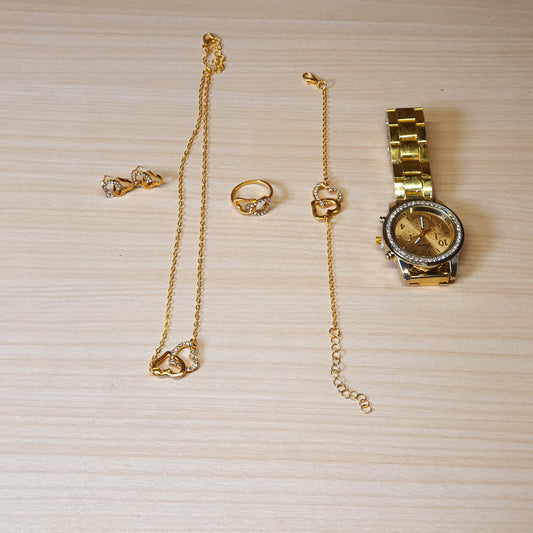 Golden watch With Jewellery #2815