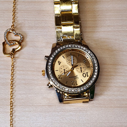 Golden watch With Jewellery #2815