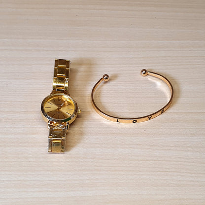 Golden watch With Bracelet #4207