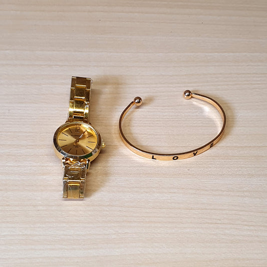 Golden watch With Bracelet #4207