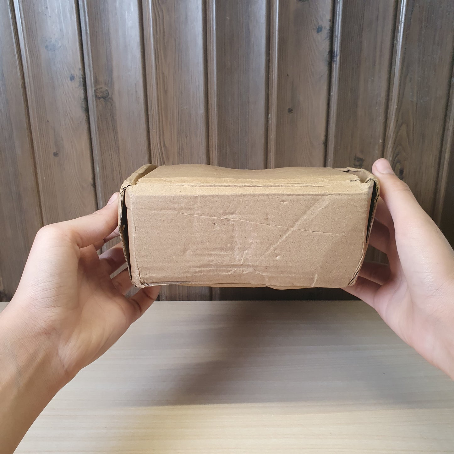 Plastic bathroom container features a sustainable bamboo lid #4910