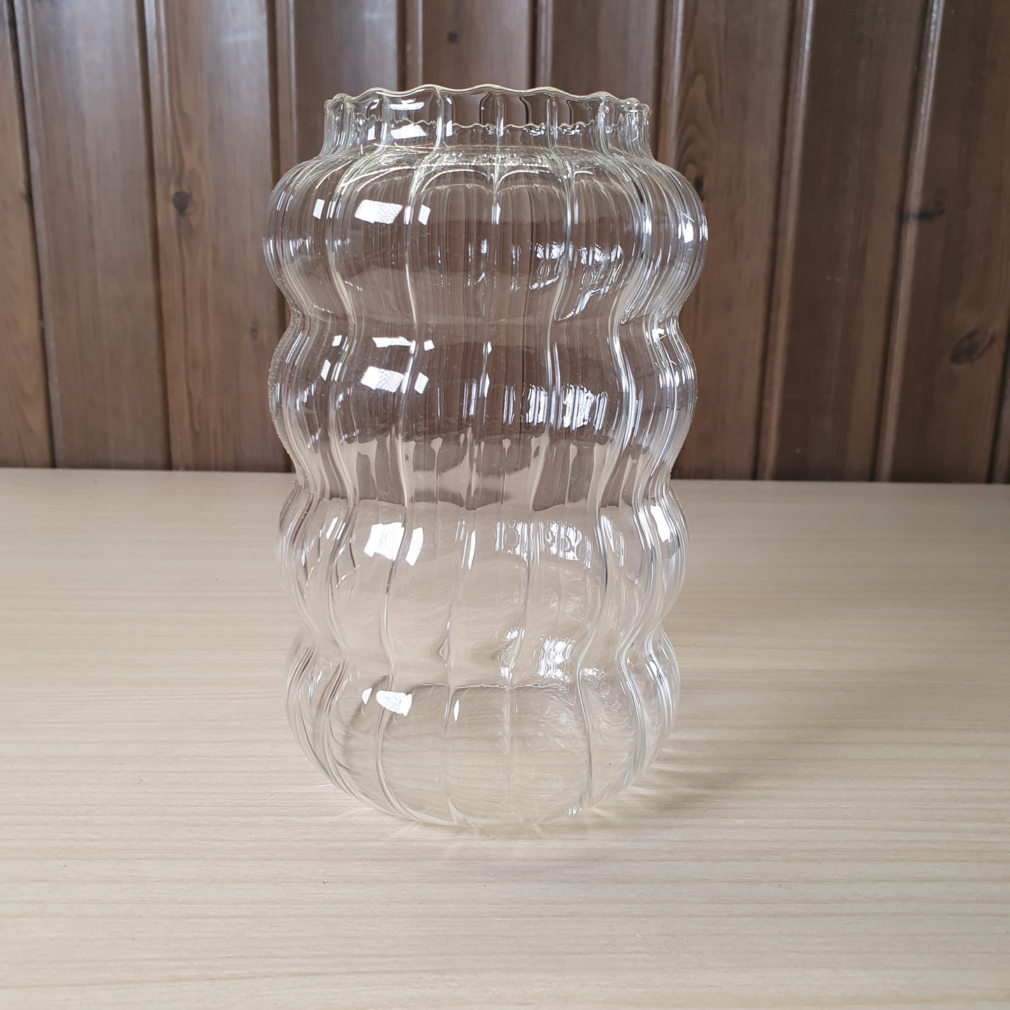 Clear fluted Glass Vessel #6061
