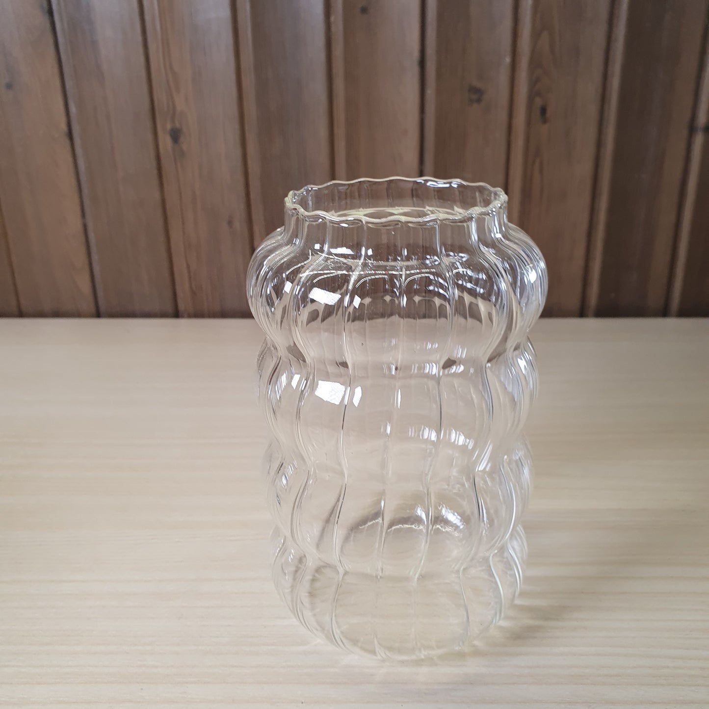 Clear fluted Glass Vessel #6061