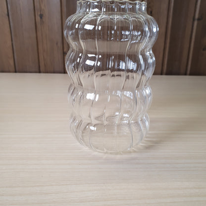 Clear fluted Glass Vessel #6061