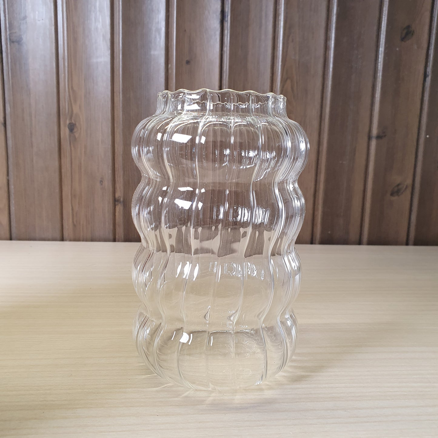 Clear fluted Glass Vessel #6061
