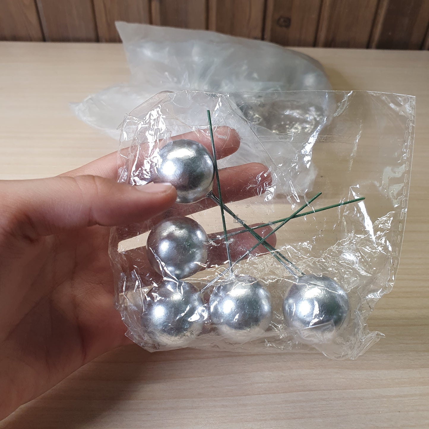 Silver faux ball cake toppers#6065