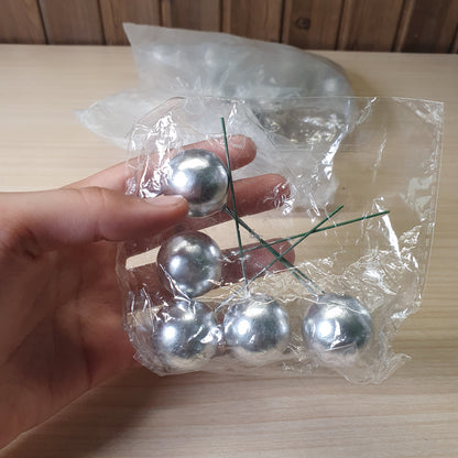 Silver faux ball cake toppers#6065