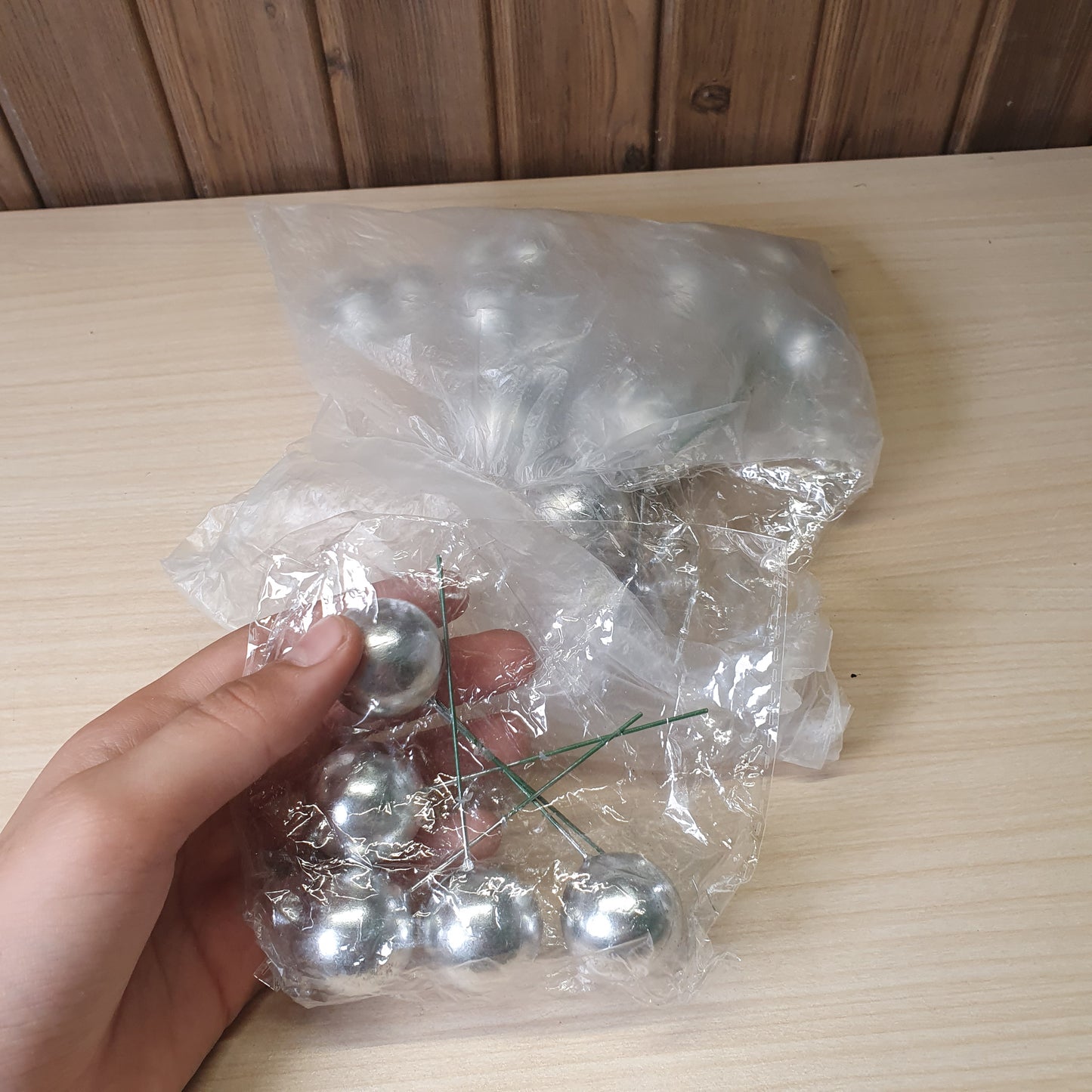 Silver faux ball cake toppers#6065
