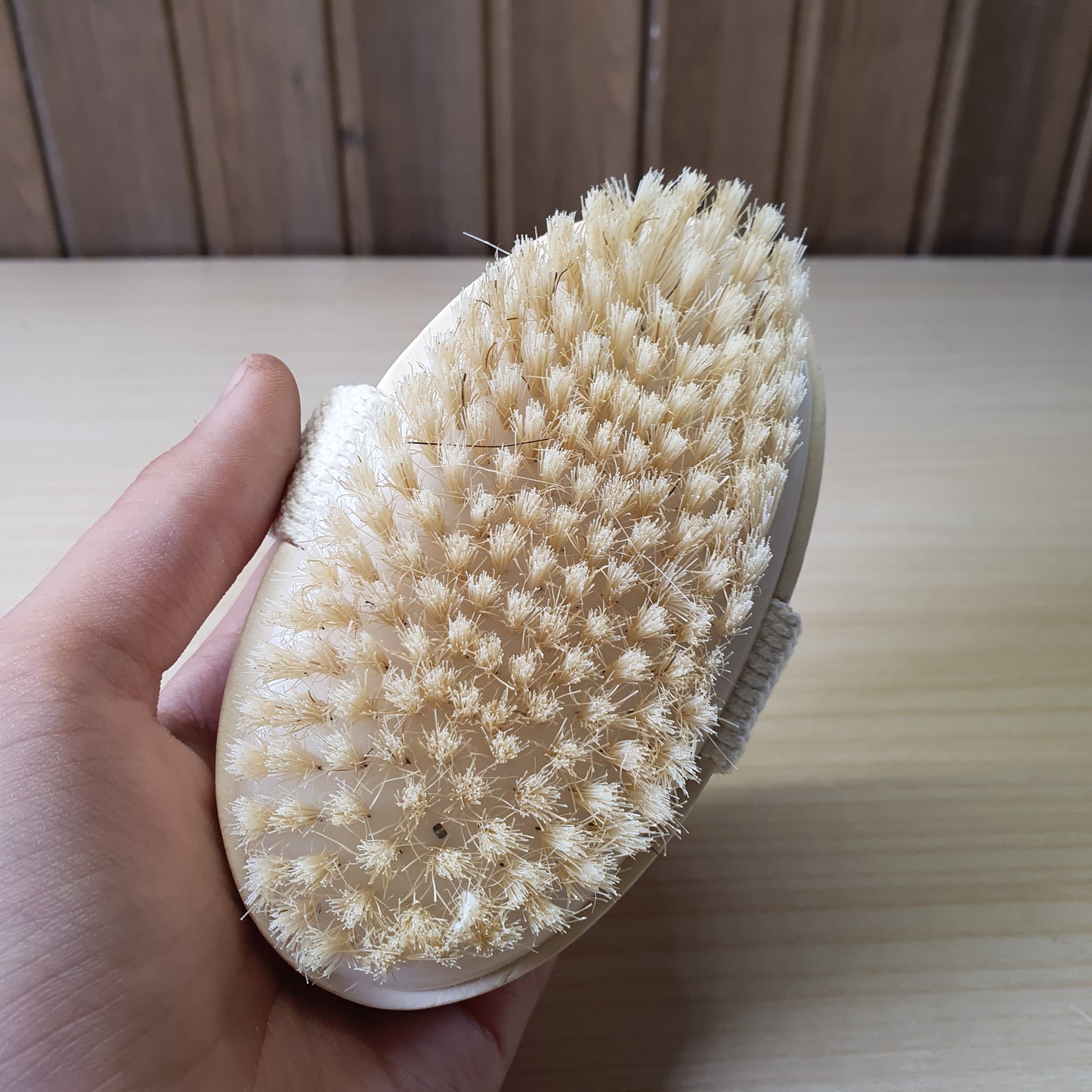 Natural bristle dry body brush  #6164