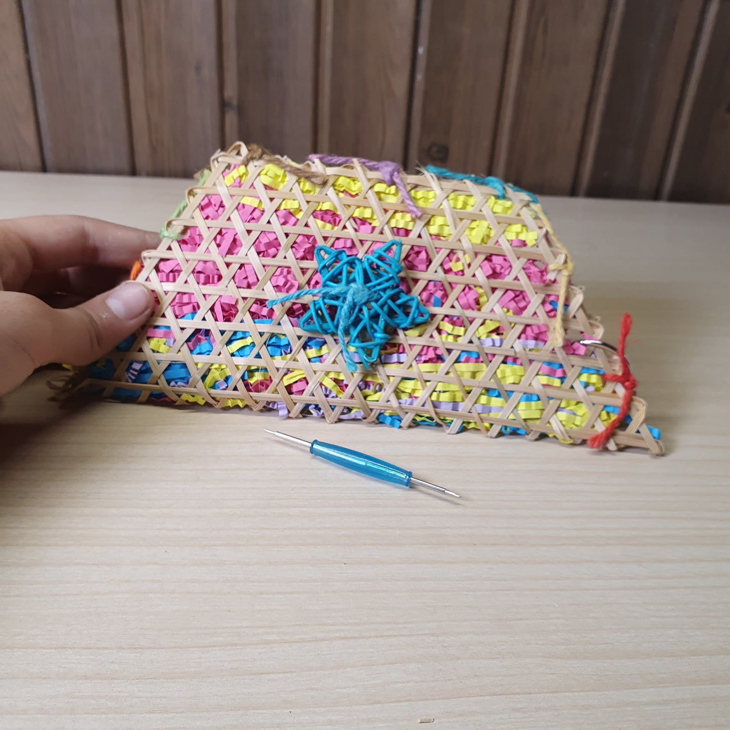 Hand-woven bamboo parrot chew toy   #6051