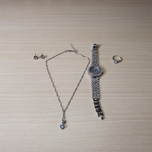 Silver watch With jewellery #4830