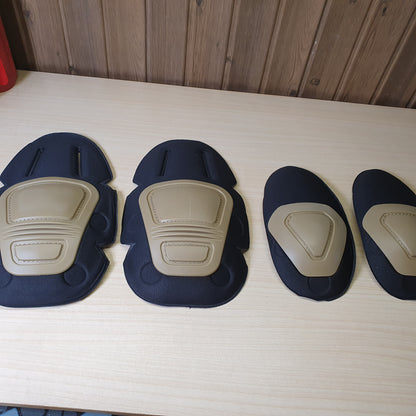 Crye Precision AirFlex Combat Knee Pads feature a flexible khaki cap and a black foam backing. #6705
