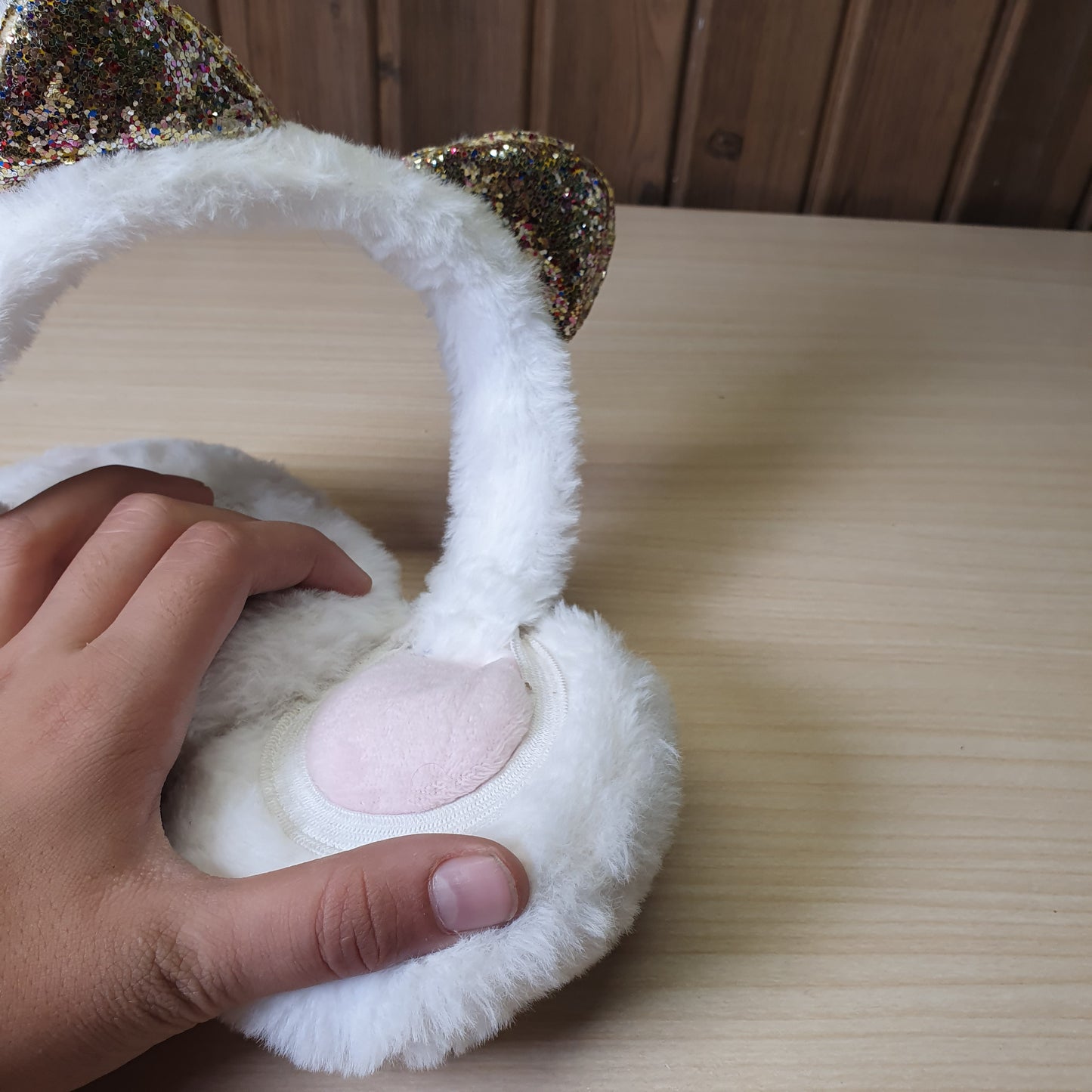 White faux fur earmuffs #6658