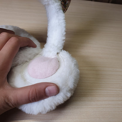 White faux fur earmuffs #6658