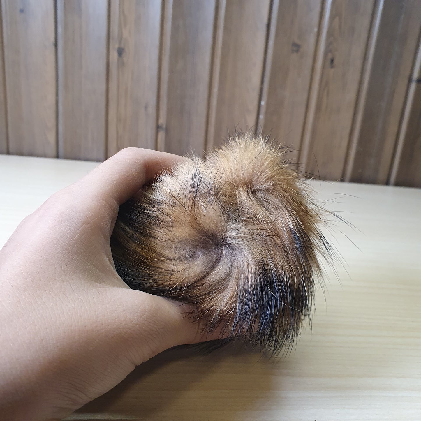 black faux fur pom pom #6613