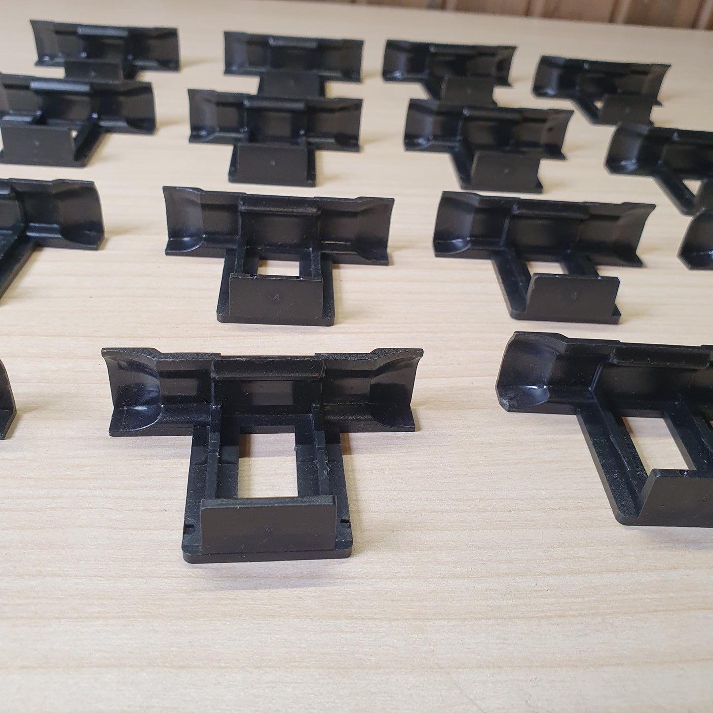 Plastic water drainage clips designed to prevent water accumulation, dirt, and dust buildup on solar panels. #6962