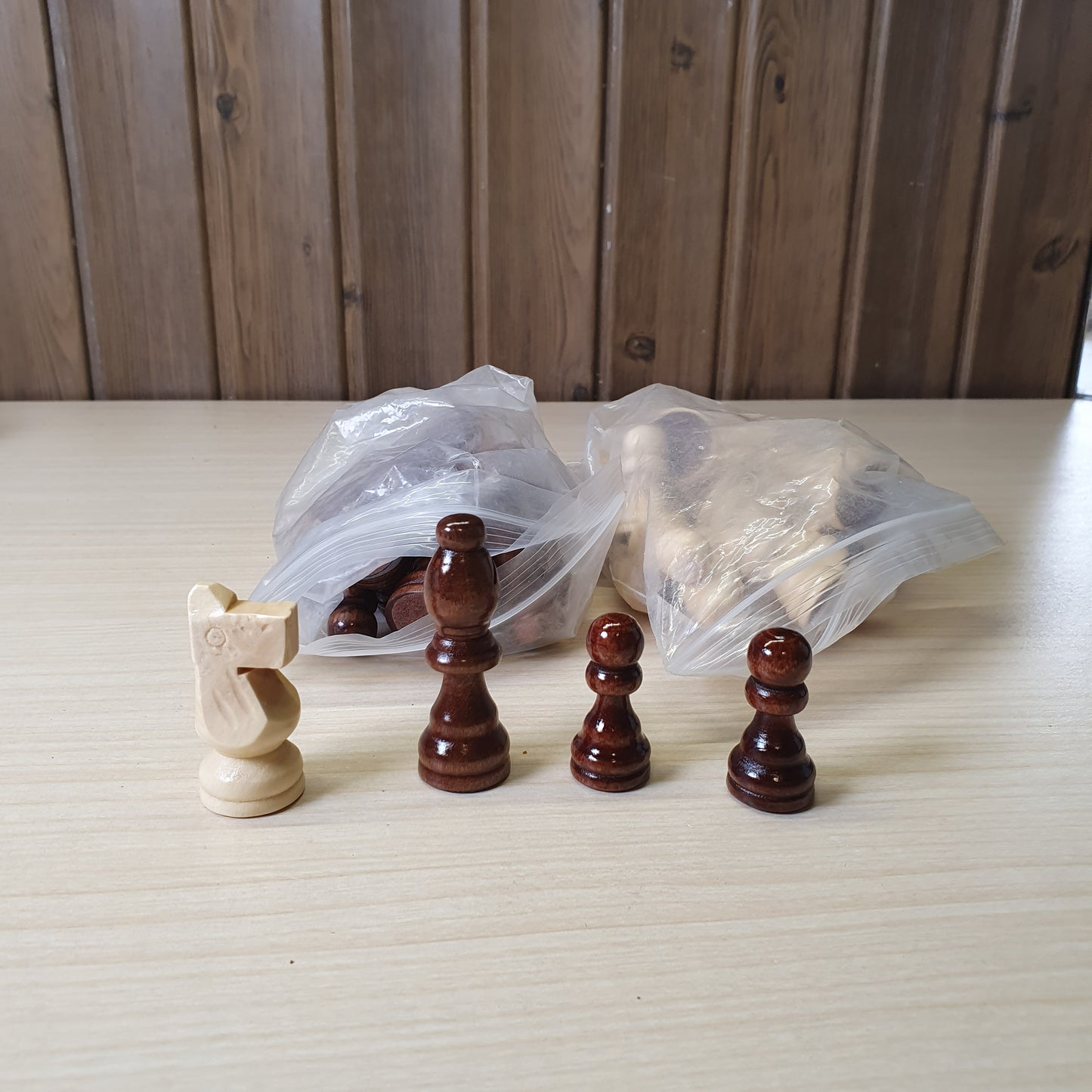 wooden Staunton-style chess pieces, #6778