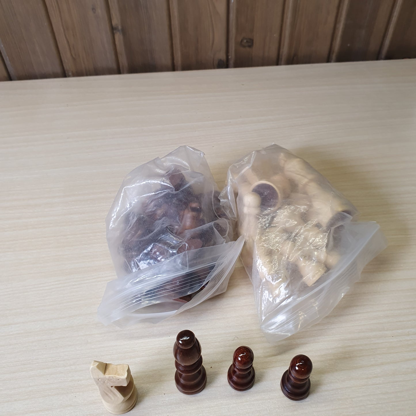wooden Staunton-style chess pieces, #6778