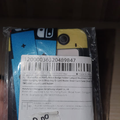 Nintendo Switch-themed card holder and lanyard set featuring the classic neon red and blue joy-con colors. #6852
