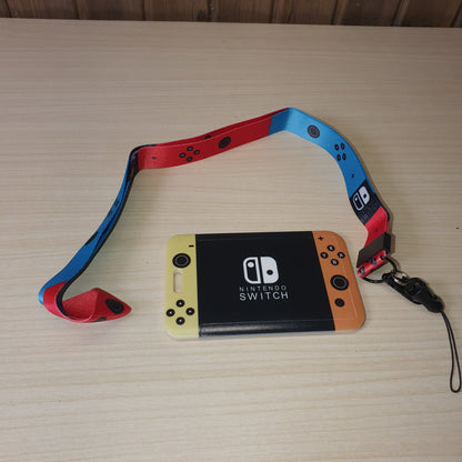 Nintendo Switch-themed card holder and lanyard set featuring the classic neon red and blue joy-con colors. #6852