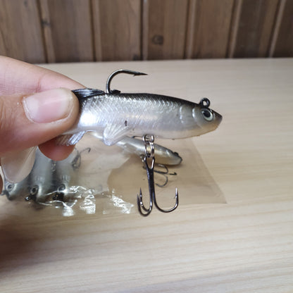 Soft PVC fishing lure with a bionic fish shape, lifelike 3D eyes, and realistic scale design.#6873