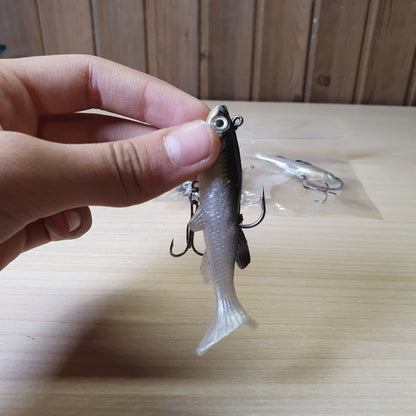 Soft PVC fishing lure with a bionic fish shape, lifelike 3D eyes, and realistic scale design.#6873