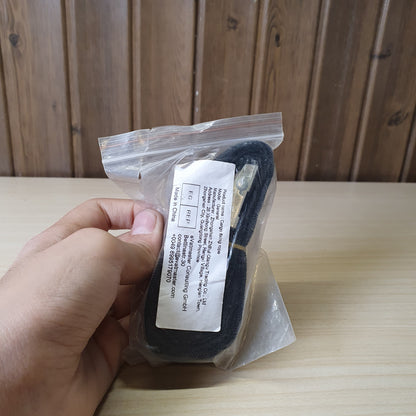 Black polypropylene cargo strap with a metal cam buckle for tie-down applications. #6711