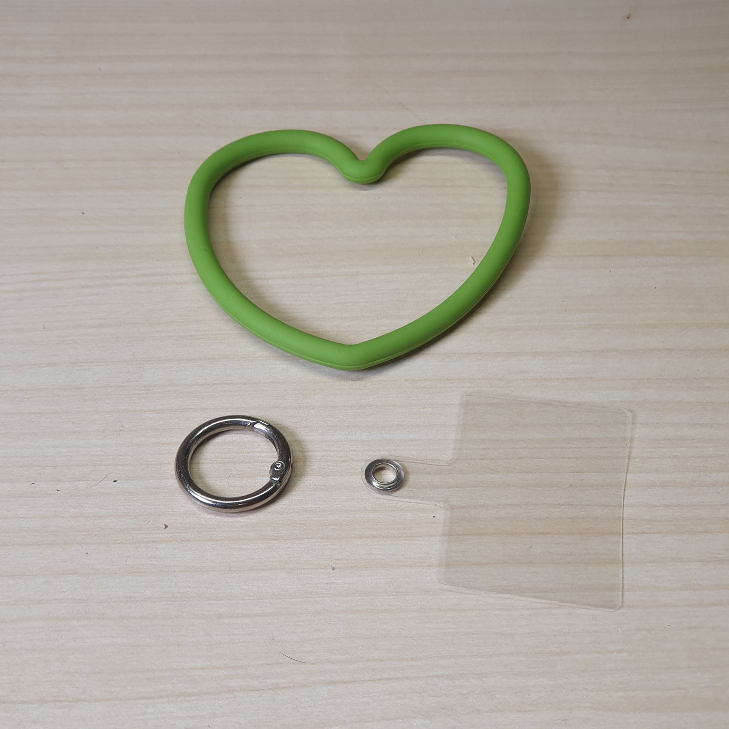 Green silicone heart-shaped lanyard ring, #6855