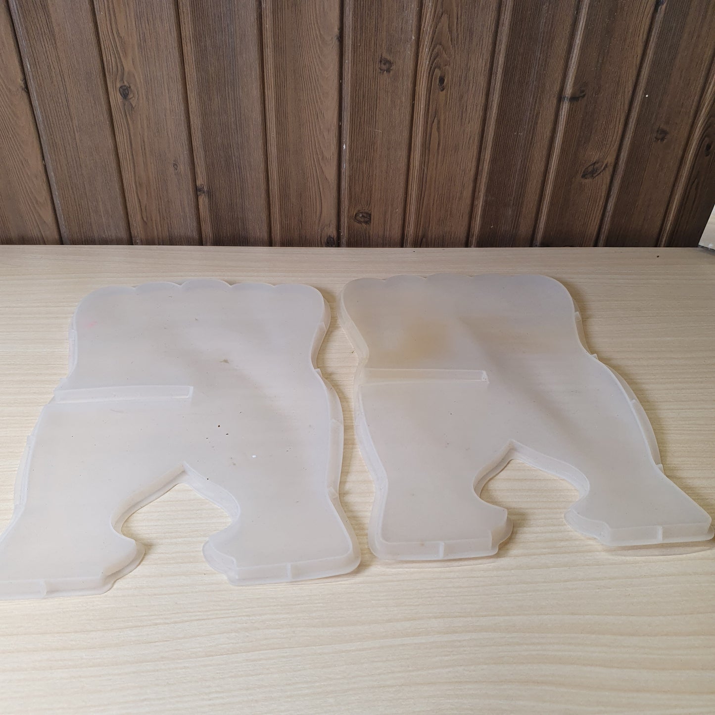 Silicone molds commonly used for crafting resin art, specifically for creating a folding book stand or Quran rehal. #4532