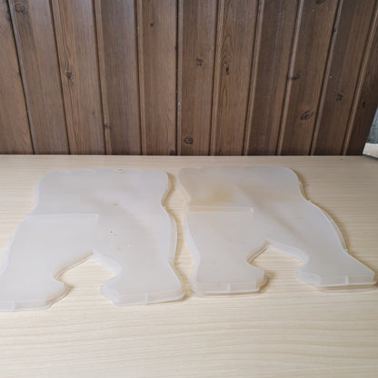 Silicone molds commonly used for crafting resin art, specifically for creating a folding book stand or Quran rehal. #4532