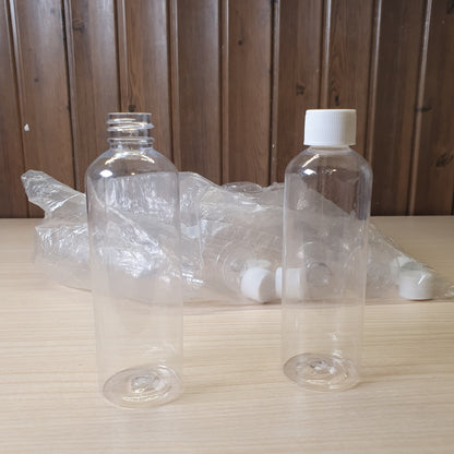 Transparent PET plastic bottles, often used as portable 100ml containers for shampoo or travel kits.#6885