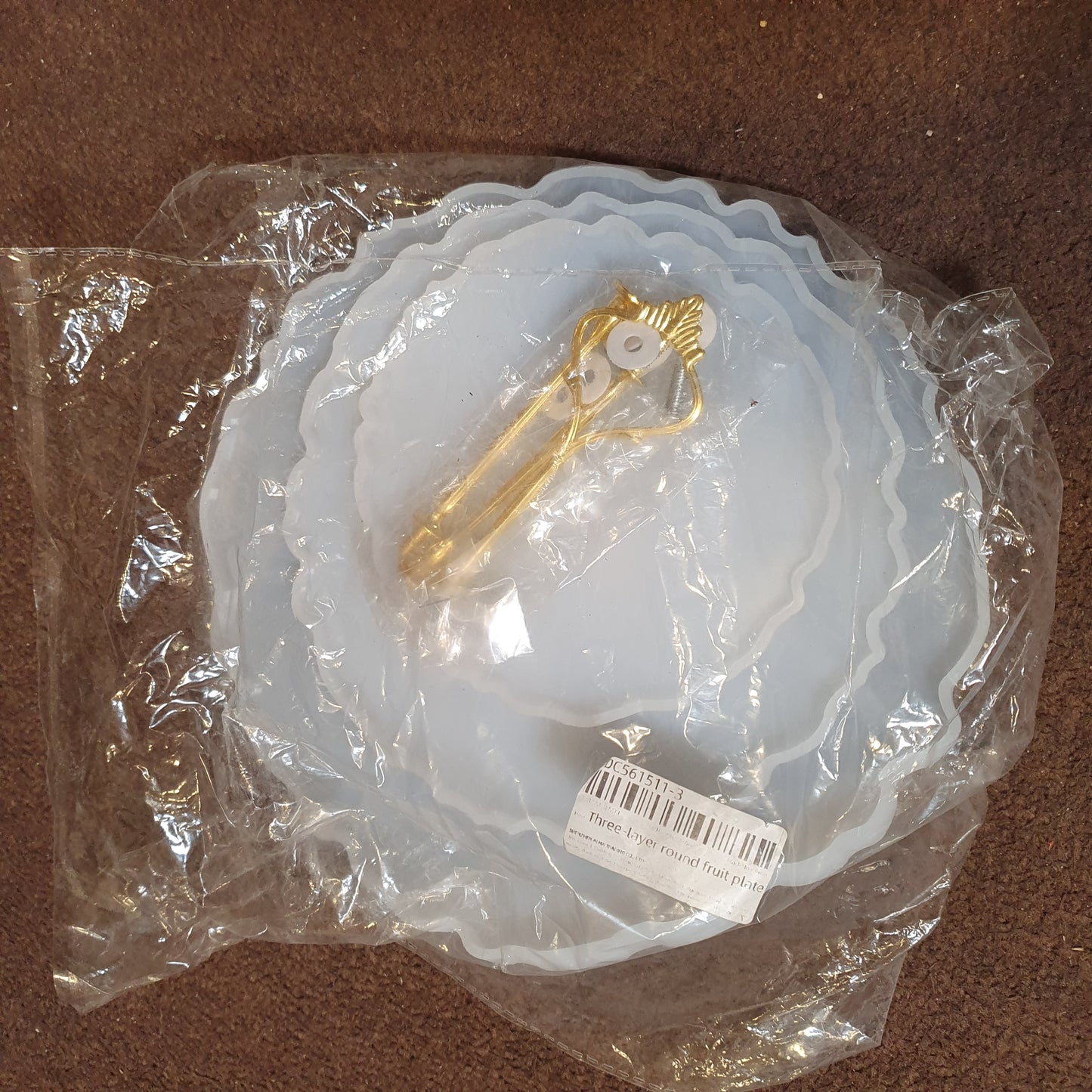 silicone mold set used to create a 3-tier tray, often for cake stands or fruit plates. #6798
